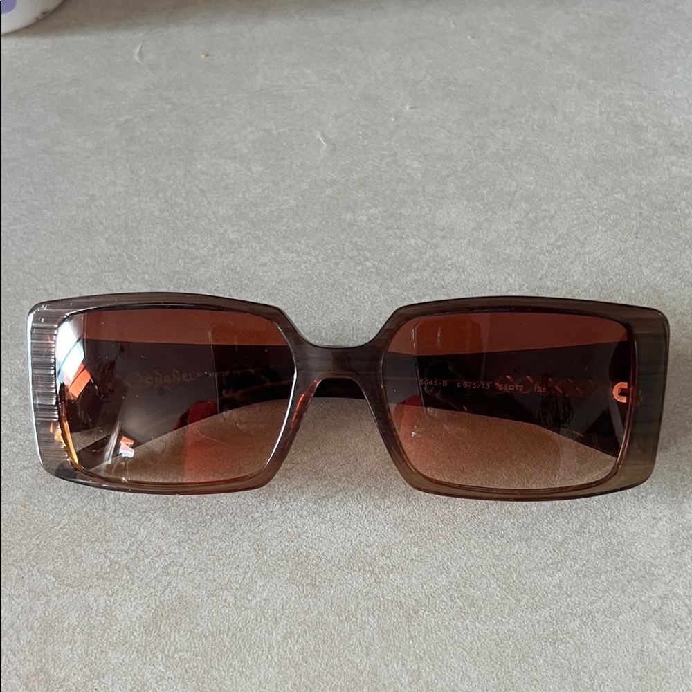 Vintage CHANEL Dark Brown Geometric Prescription Sunglasses. π - Picture 2 of 6